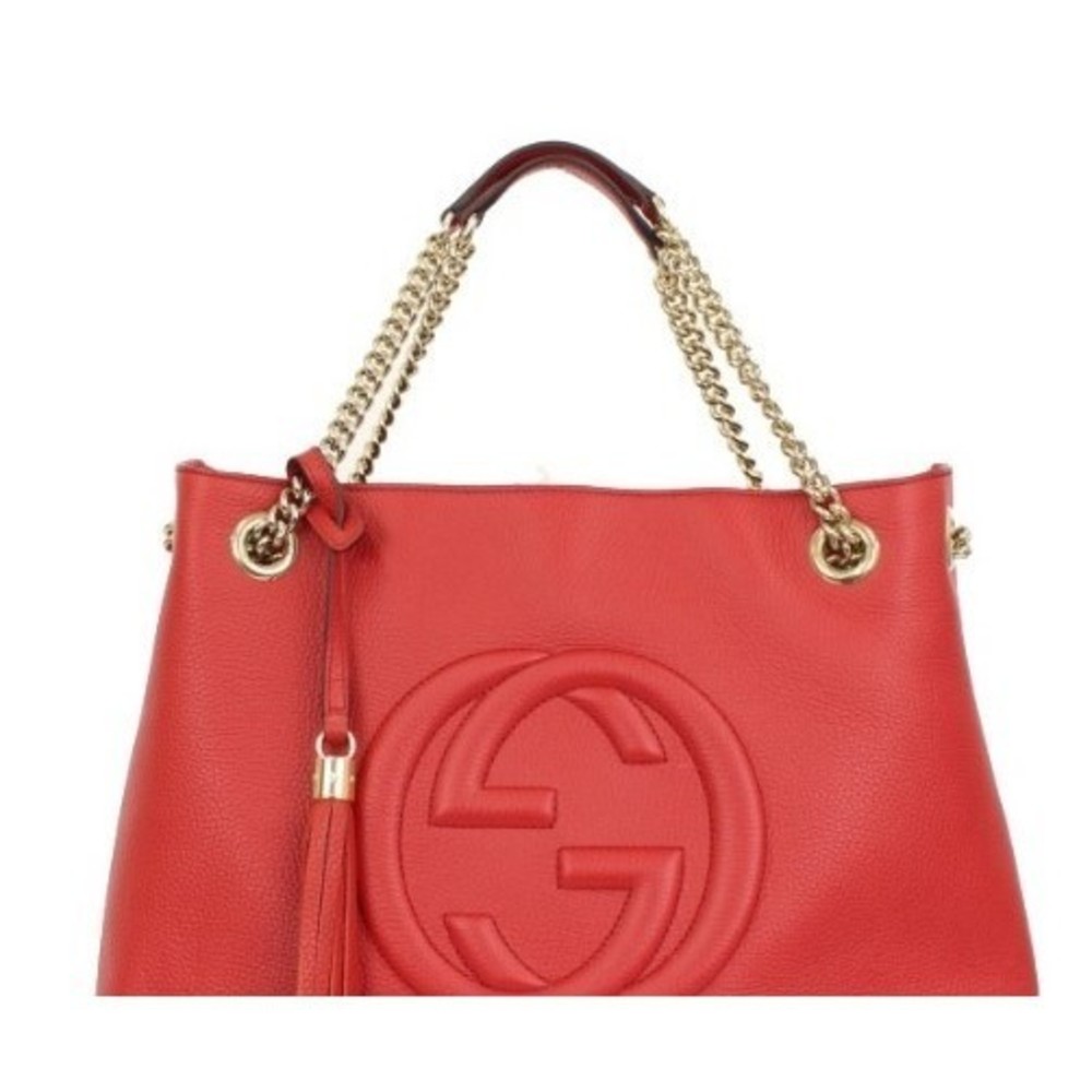 Gucci Soho Interlocking G Long Wallet Chain Tote Bag Red